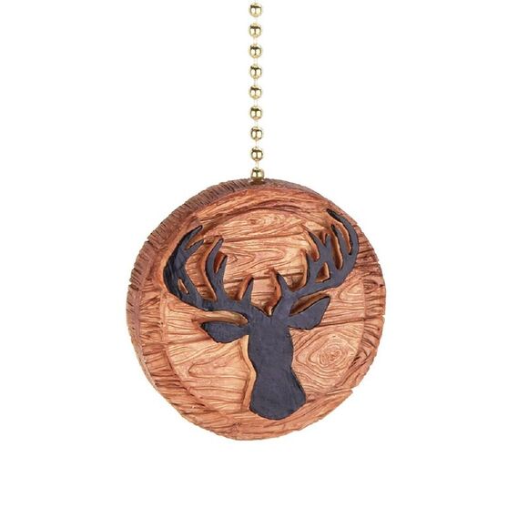 Ceiling Fan Pull Buck Head Outdoor Nature Lodge Decor Fan or Light Pull Chain - Picture 1 of 4